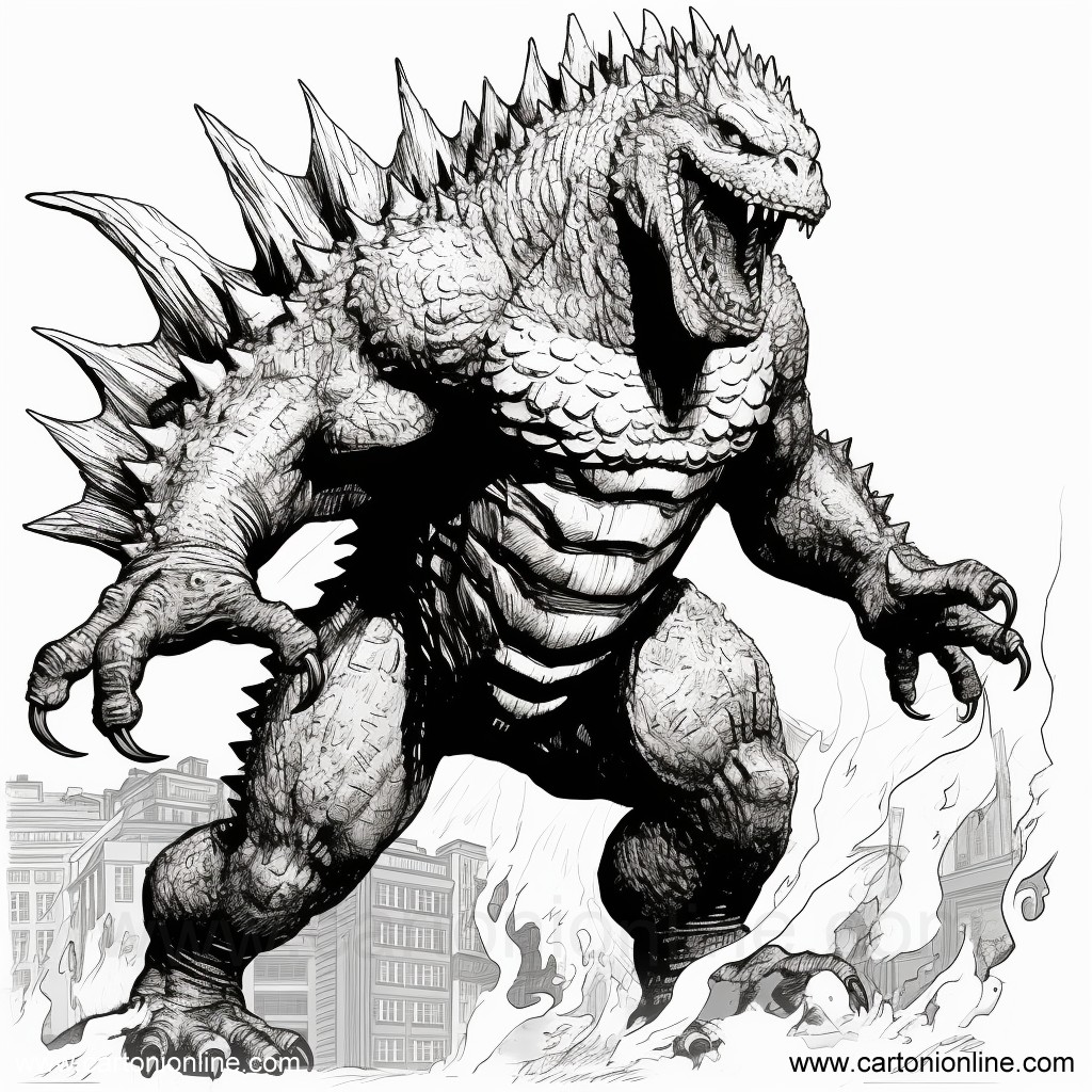 Desenho 37 de Godzilla para imprimir e colorir