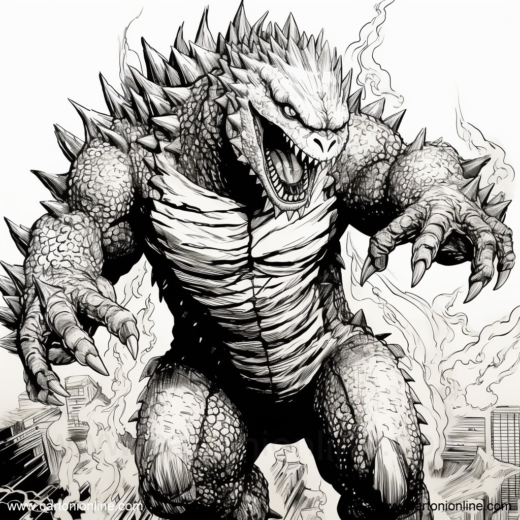 Godzilla 38 av Godzilla målarbok att skriva ut och färglägga
