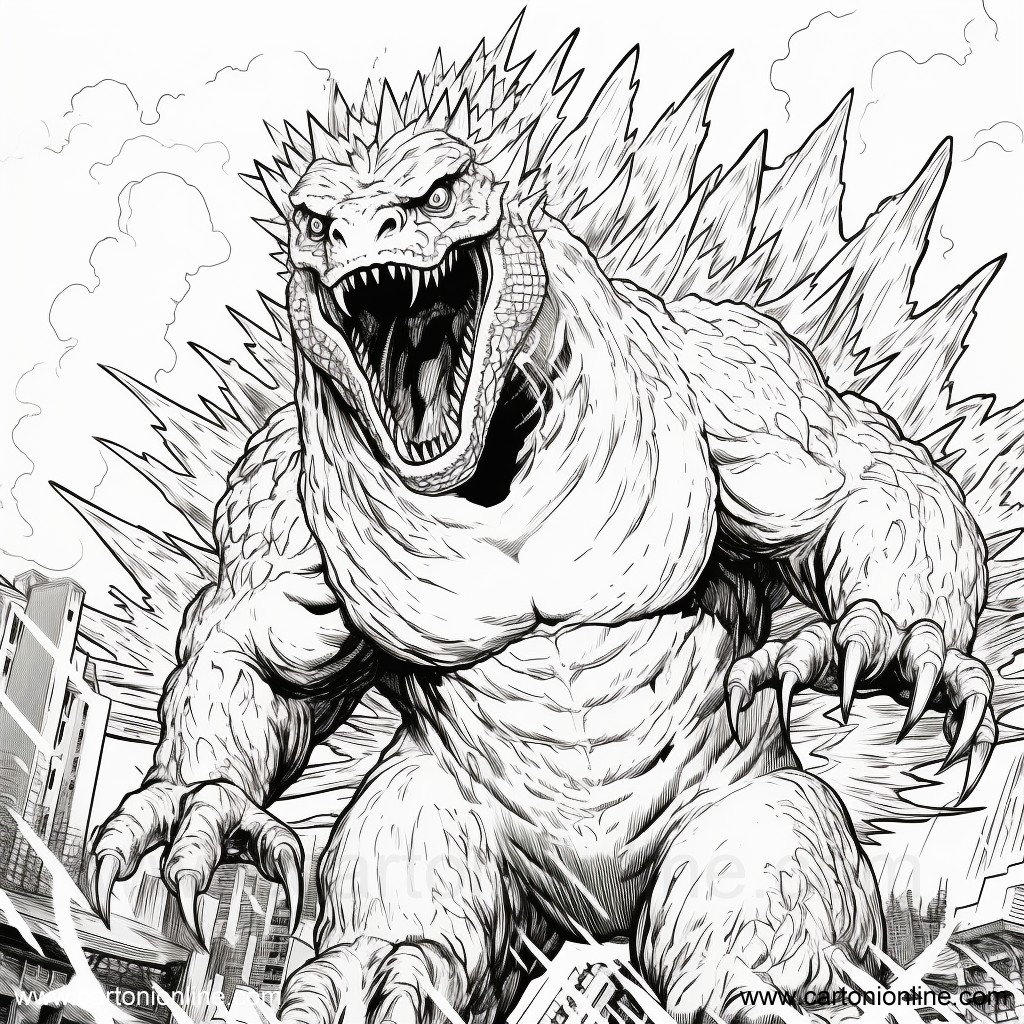 Desenho 40 de Godzilla para imprimir e colorir