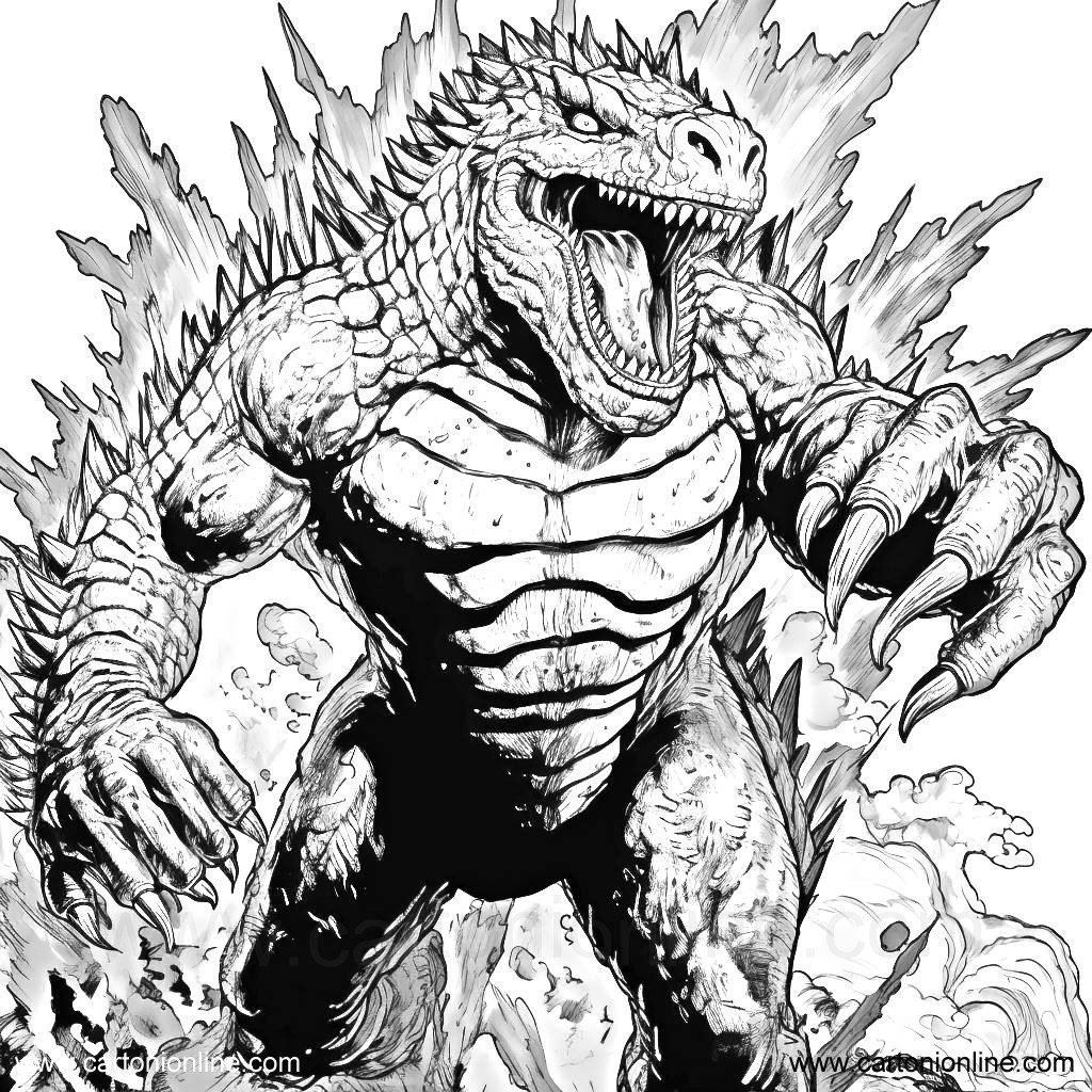 Ritning 44 av Godzilla för tryck och färg