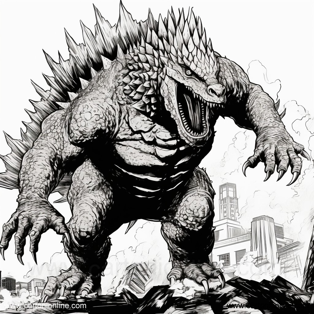 Ausmalbilder Godzilla 46  zum Drucken und Frben
