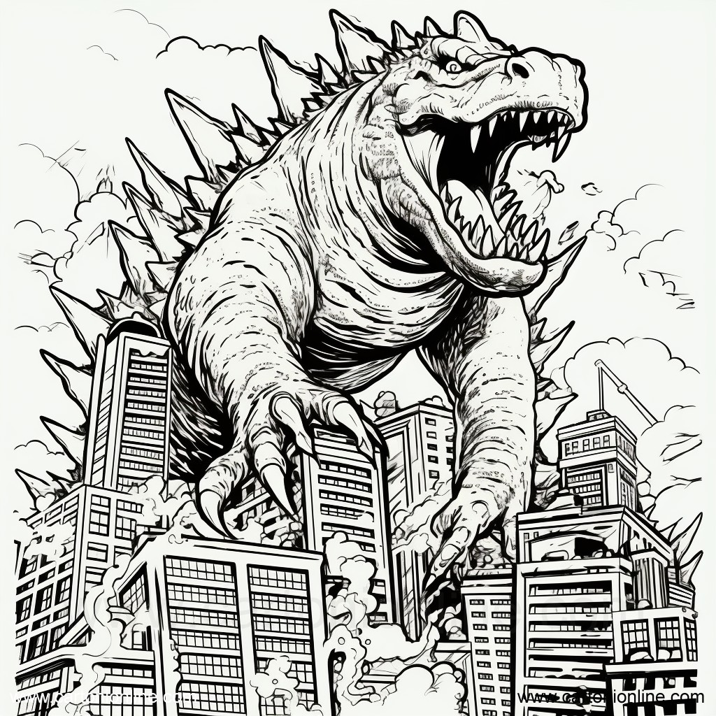 Ausmalbilder Godzilla 47  zum Drucken und Frben