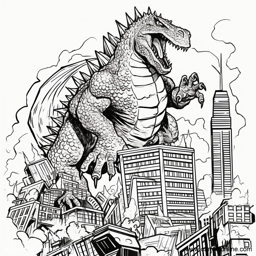 Ausmalbilder Godzilla 48  zum Drucken und Frben