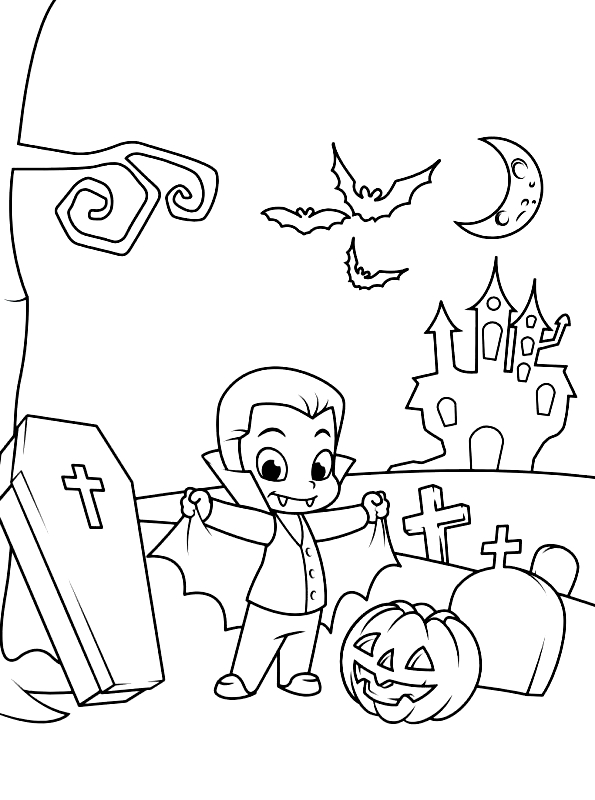 Desenho 9 de Halloween para imprimir e colorir