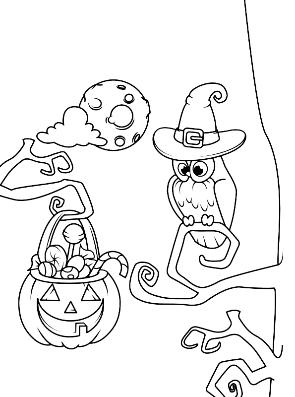 Desenho 12 de Halloween para imprimir e colorir