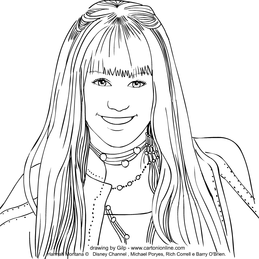 Hannah Montana (Miley Stewart) from Hannah Montana coloring page to print and coloring