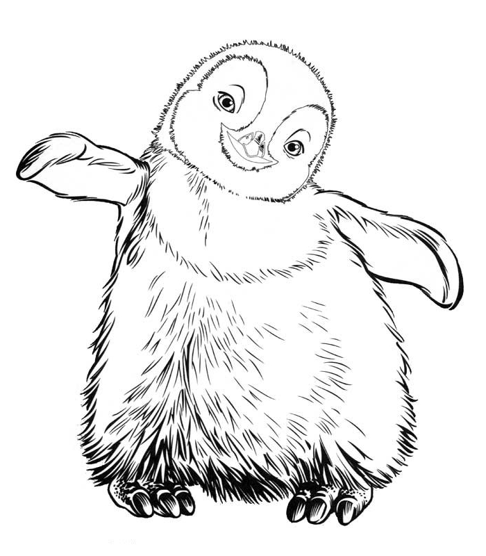   Happy feet coloring page to print and coloring - Drawing 2