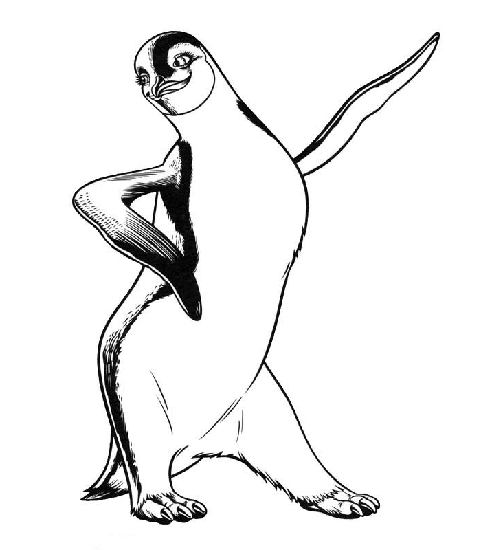 Happy feet coloring page to print and coloring - Drawing 5