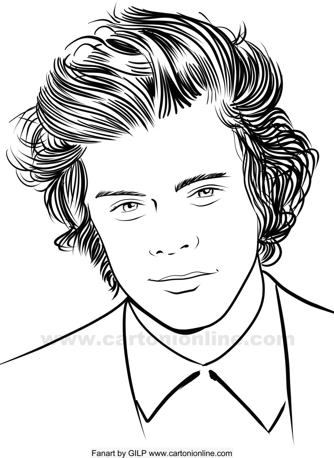 Dibujo de Harry Styles 03 de One Direction para imprimir y colorear
