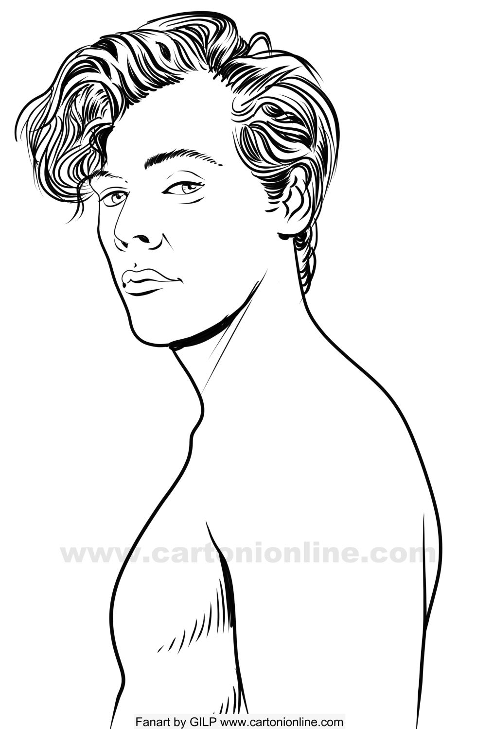 Harry Styles 06 from One Direction coloring pages to print and coloring