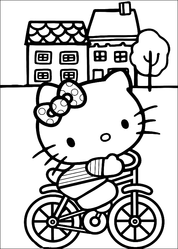 Desenho 1 de Hello Kitty para imprimir e colorir