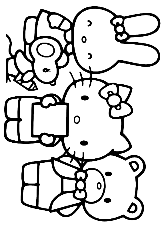 Dibujo 4 Hello Kitty para imprimir y colorear