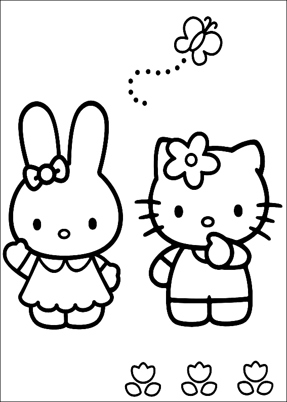 Dibujo 6 Hello Kitty para imprimir y colorear