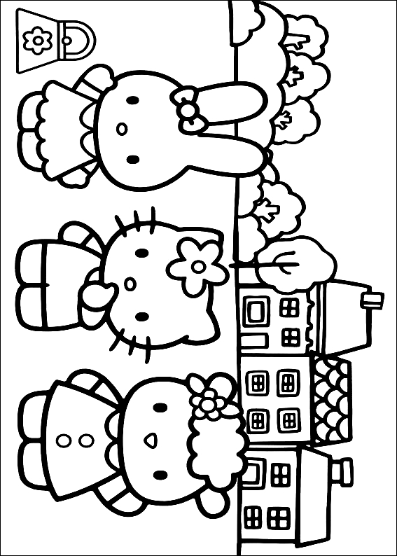 Dibujo 9 de Hello Kitty para imprimir y colorear