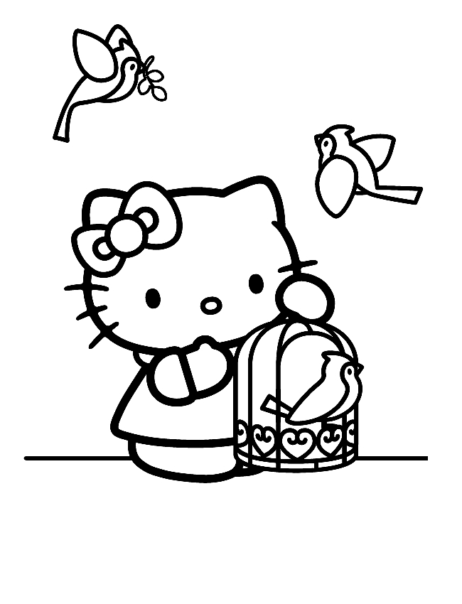 Dibujo 14 Hello Kitty para imprimir y colorear