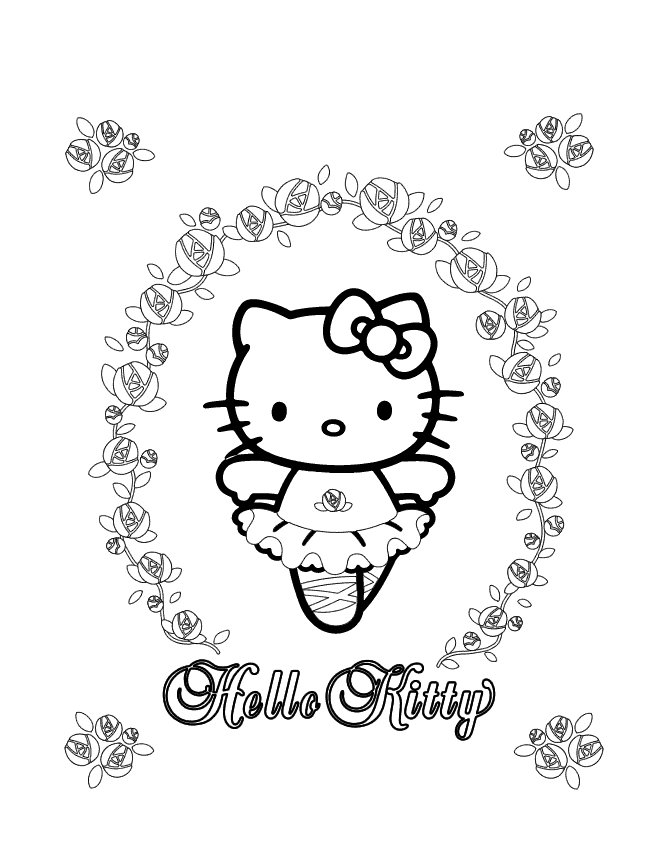 Dibujo 18 Hello Kitty para imprimir y colorear