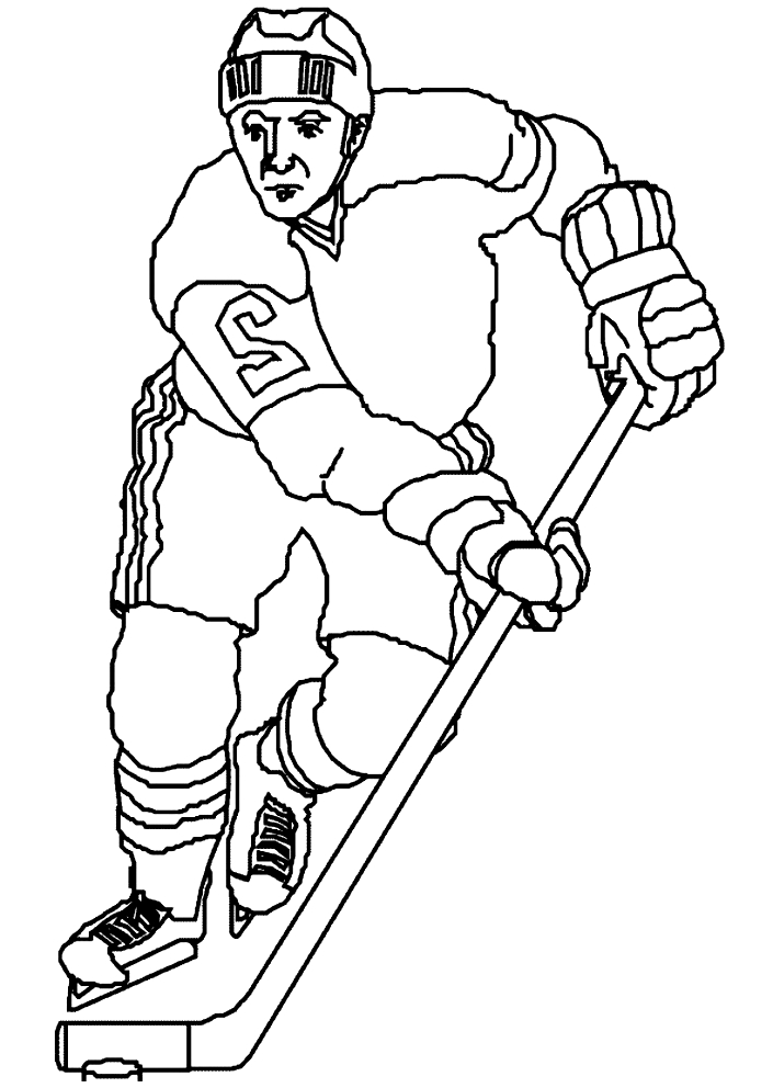 Hockey-Zeichnung 1 zum Ausdrucken und Ausmalen