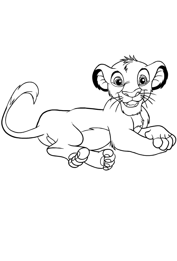 Coloriage de Simba de Le Roi lion  imprimer et colorier