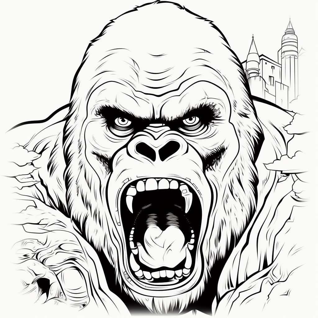 Desenho 08 de King Kong para imprimir e colorir
