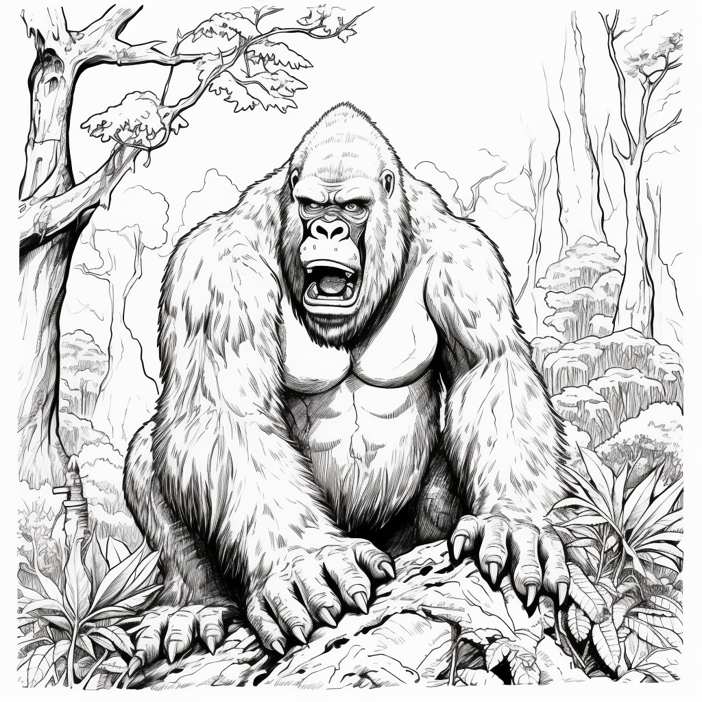Desenho 09 de King Kong para imprimir e colorir