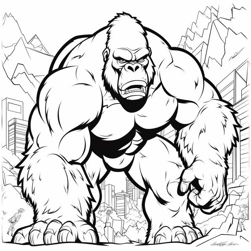 Desenho 10 de King Kong para imprimir e colorir