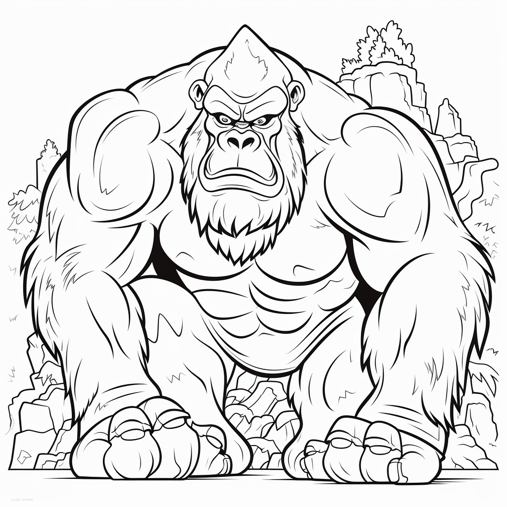 King Kong 11 av King Kong målarbok att skriva ut och färglägga