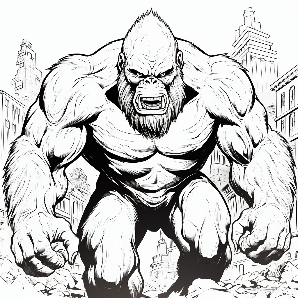 Desenho 12 de King Kong para imprimir e colorir