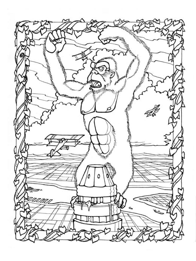 Desenho 16 de King Kong para imprimir e colorir