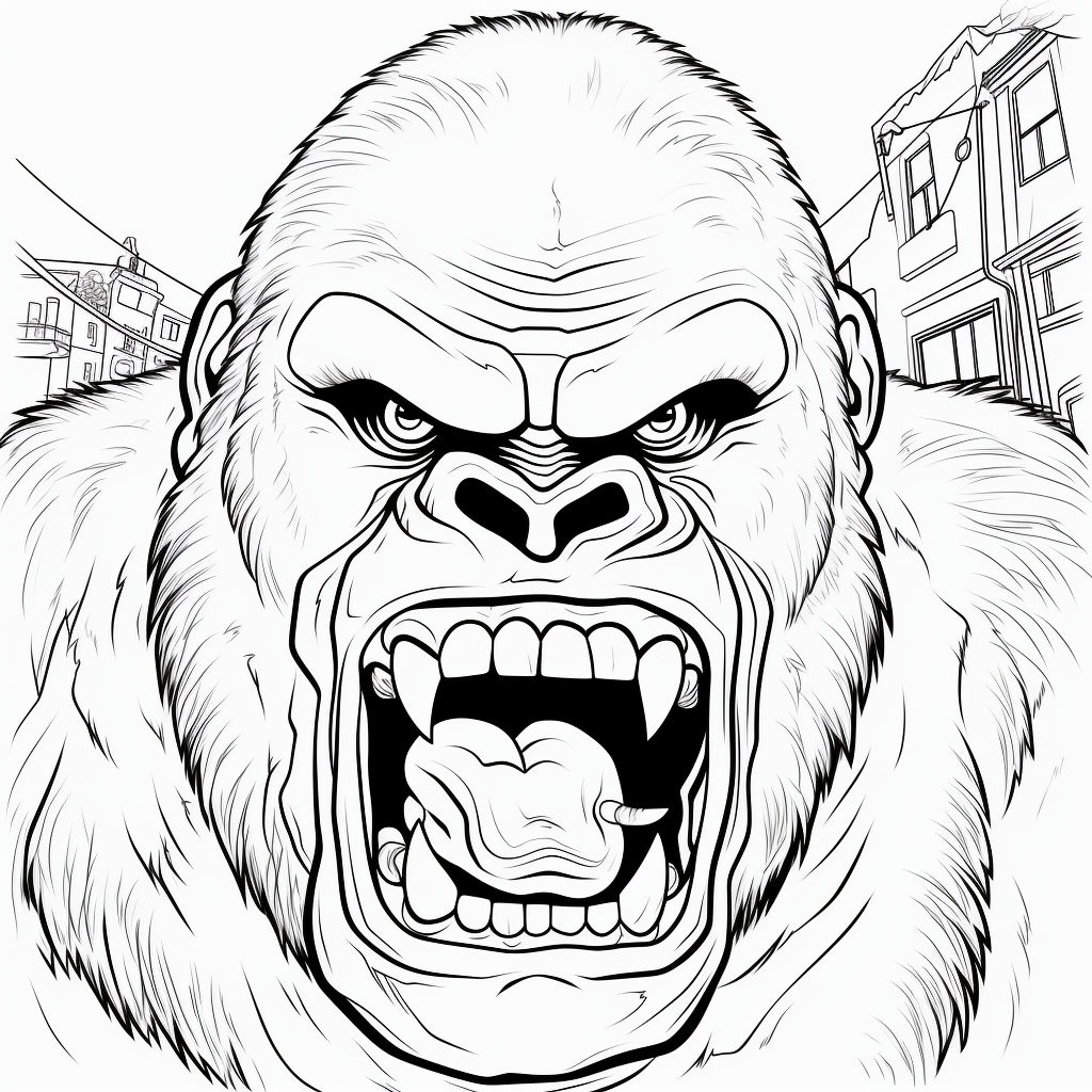 Desenho 18 de King Kong para imprimir e colorir