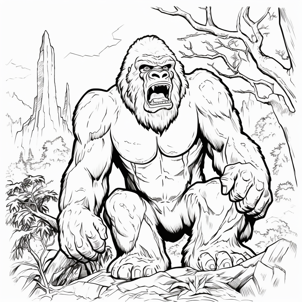 Desenho 19 de King Kong para imprimir e colorir