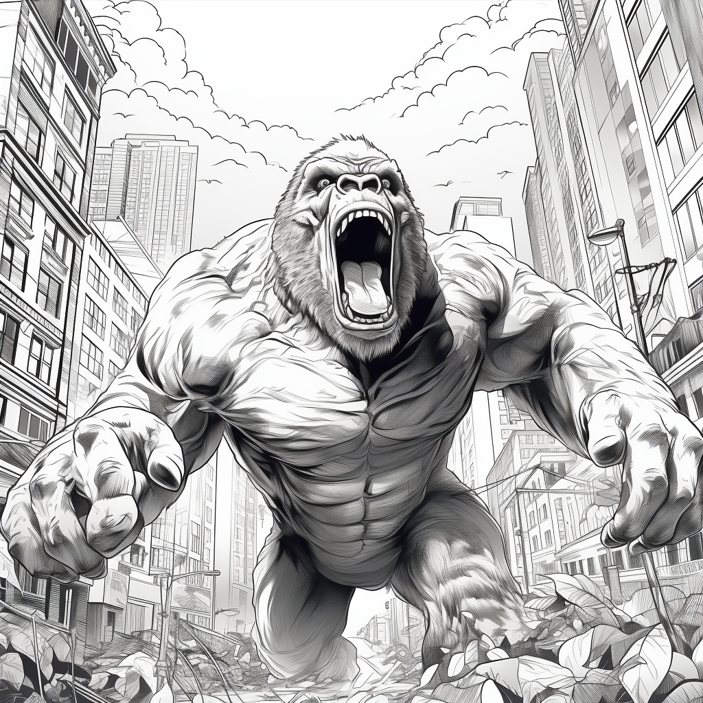 Desenho 27 de King Kong para imprimir e colorir