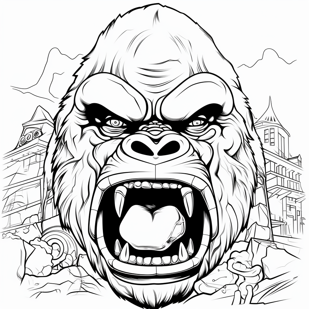 Desenho 28 de King Kong para imprimir e colorir