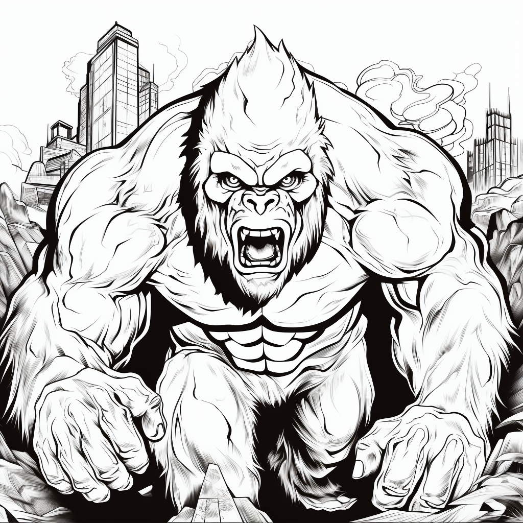 Desenho 32 de King Kong para imprimir e colorir