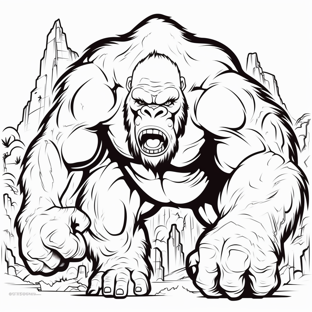 Desenho 34 de King Kong para imprimir e colorir