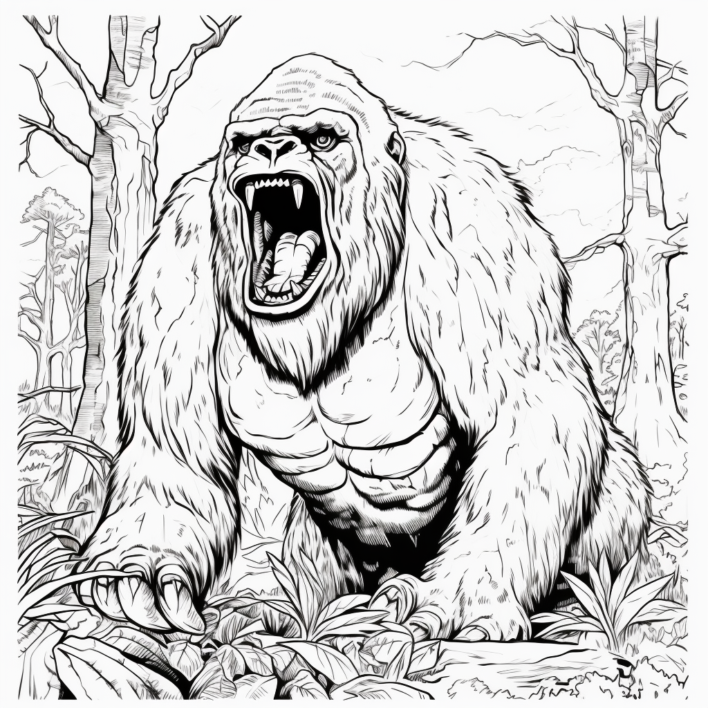 Ritning 49 av King Kong för att skriva ut och färglägga