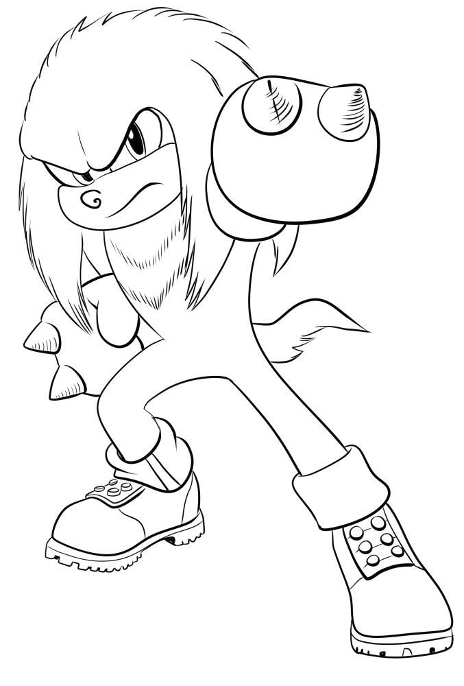 Coloriage de Knuckles the Echidna 01 de Sonic  imprimer et colorier