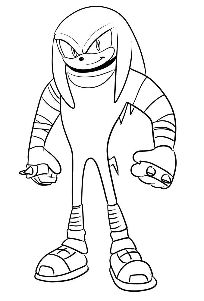 Dibujo de Knuckles the Echidna 02 de Sonic para imprimir y colorear