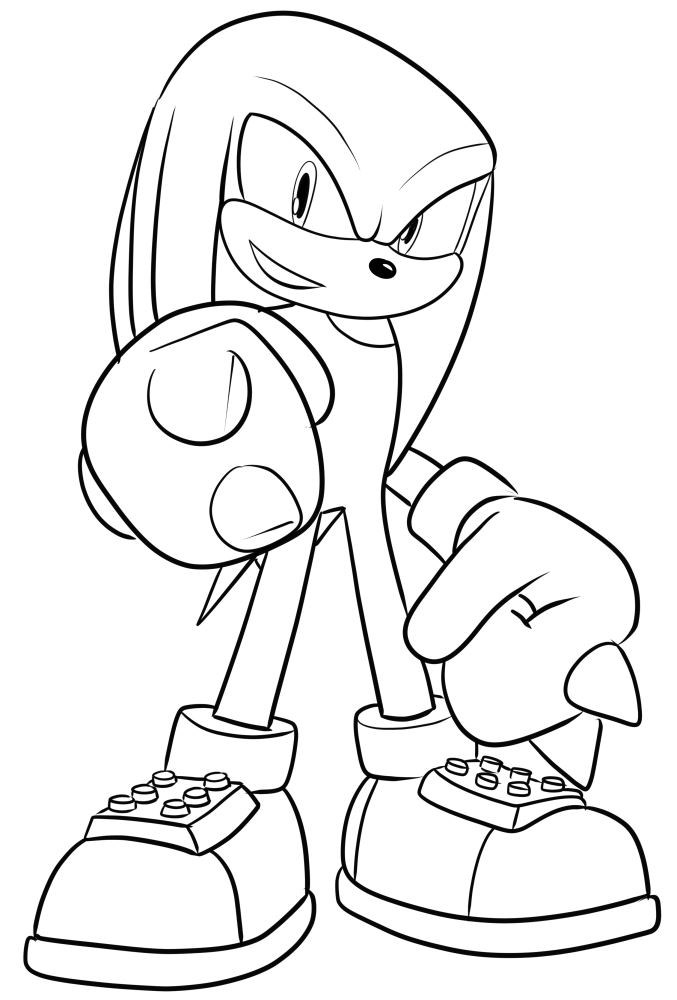Dibujo de Knuckles the Echidna 03 de Sonic para imprimir y colorear
