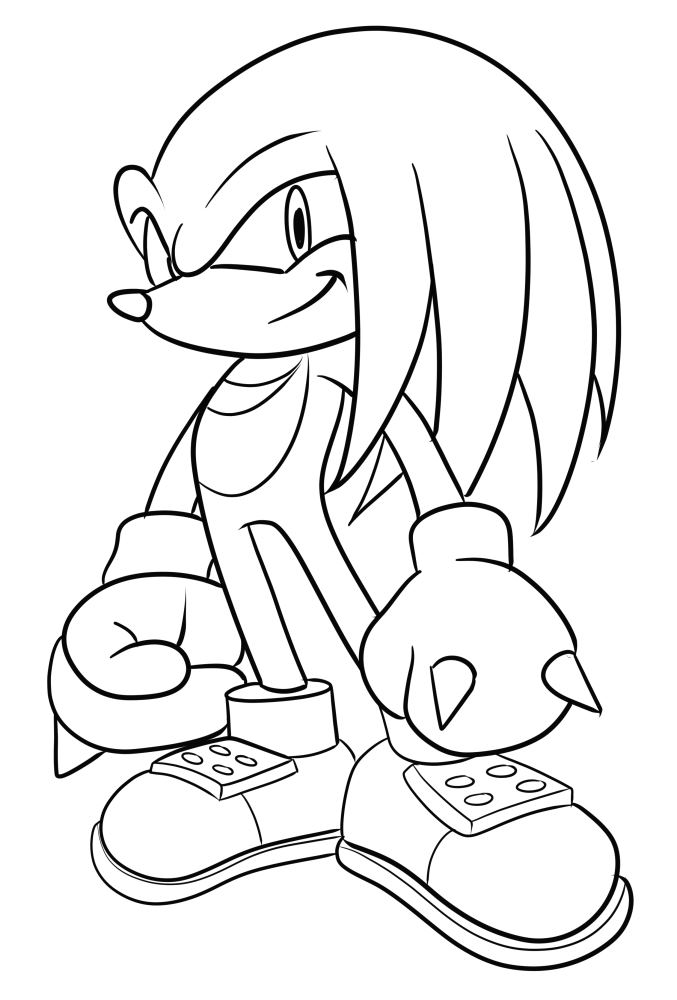Dibujo de Knuckles the Echidna 04 de Sonic para imprimir y colorear