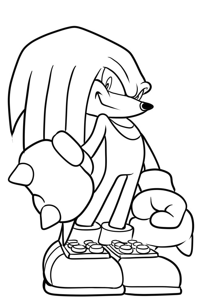 Coloriage de Knuckles the Echidna 05 de Sonic à imprimer et colorier