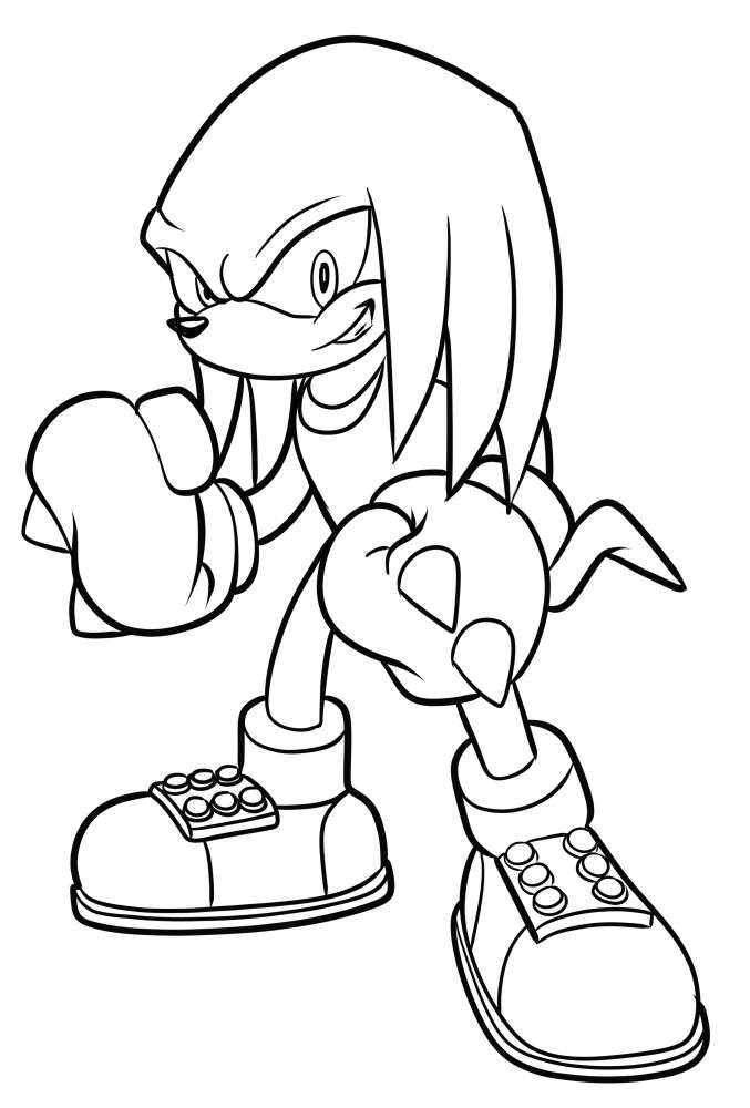 Dibujo de Knuckles the Echidna 06 de Sonic para imprimir y colorear