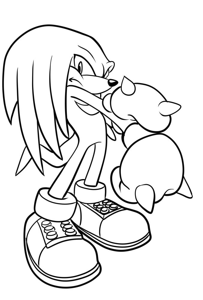 Sonic's Knuckles the Echidna 07-Zeichnung zum Ausdrucken und Ausmalen