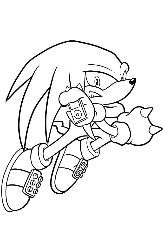 Dibujo de Knuckles the Echidna 08 de Sonic para imprimir y colorear