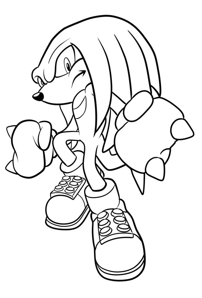 Dibujo de Knuckles the Echidna 09 de Sonic para imprimir y colorear