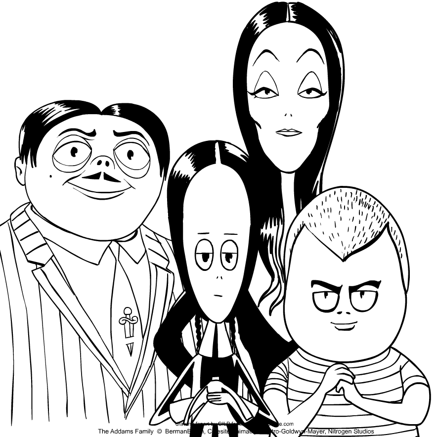 Coloriage de La Famille Addams de La Famille Addams à imprimer et colorier