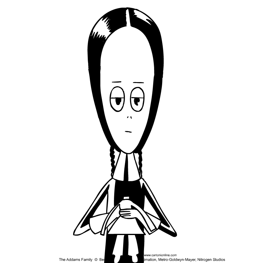 Wednesday Addams from the Addams family to print and color