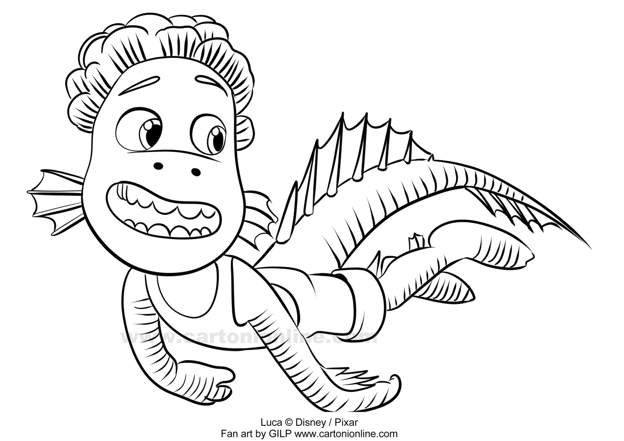 Alberto Scorfano from Luca (Disney/Pixar) coloring page to print and coloring