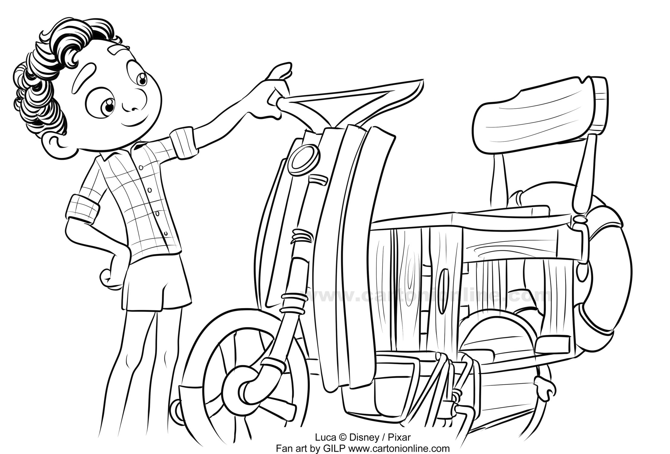Luca Paguro-Zeichnung von Luca (Disney/Pixar) zum Ausdrucken und Ausmalen