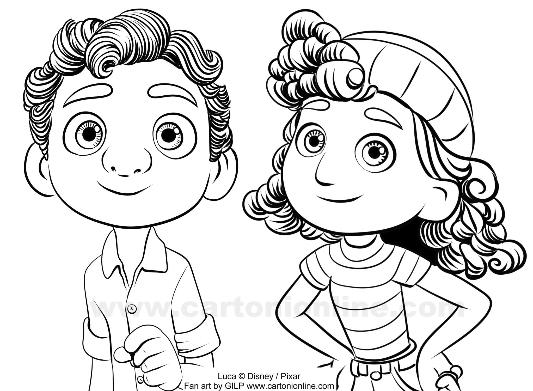 Dibujo de Luca Paguro, Giulia Marcovaldo de Luca (Disney/Pixar) para imprimir y colorear