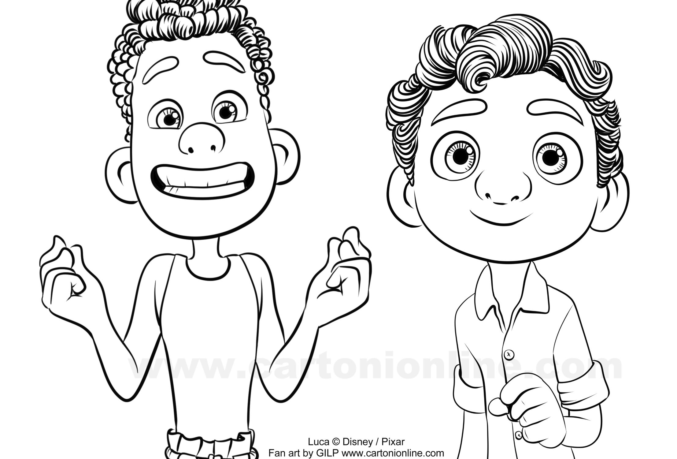 Luca Paguro, Alberto Scorfano from Luca (Disney/Pixar) coloring page